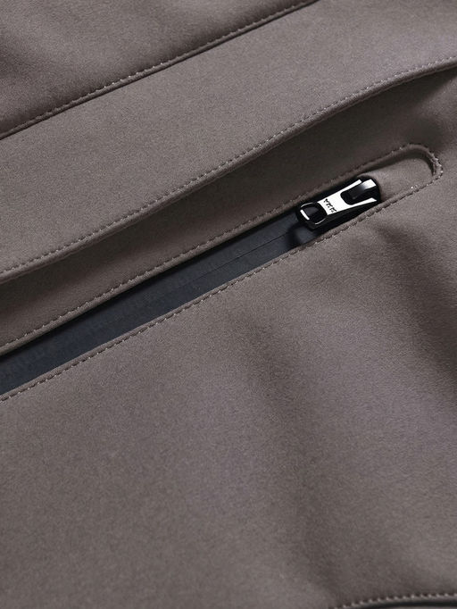 Парка женская софтшелл виндстоппер удлинённая с капюшоном темно-серого цвета 9618_1TC