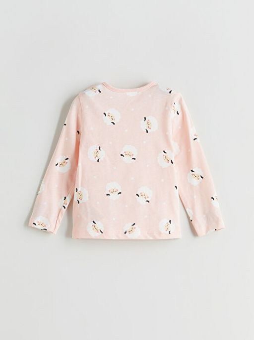 Bisiklet Yaka Bask?l? K?z Bebek Ti??rt