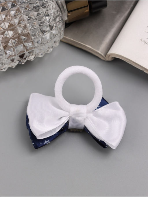 Цена за 6 шт. Бант для волос на резинке «Школьница», 6 см, бело-синий, МИКС