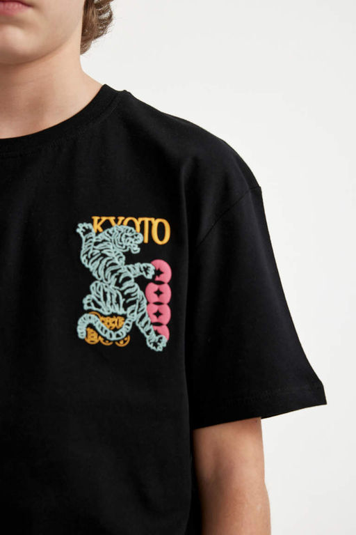 Футболка оверсайз с круглым вырезом и принтом для мальчиков с короткими рукавами - Defacto фото 6