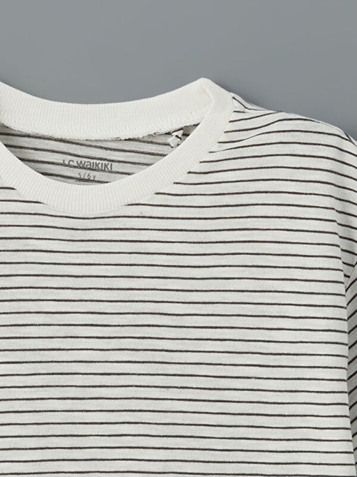 Bisiklet Yaka ?izgili Penye Erkek ?ocuk Ti??rt