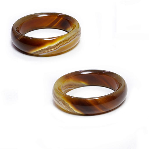 Кольцо из камня гладкое Желтый янтарный агат привлекает благополучие и достаток d-18мм