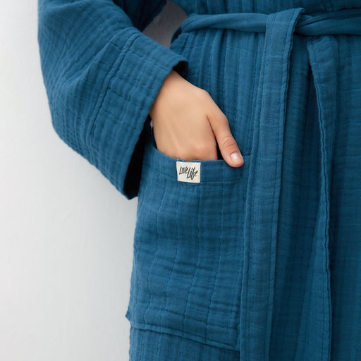 Халат жен.муслиновый LoveLife размер 46-48, цвет синий, 100% хл, 4-сл, 235 г/м²