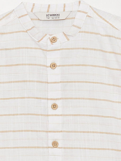 Hakim Yaka ?izgili K?sa Kollu Erkek ?ocuk G?mlek - Waikiki фото 3