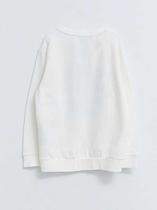 Bisiklet Yaka Bask?l? Uzun Kollu Erkek ?ocuk Sweatshirt