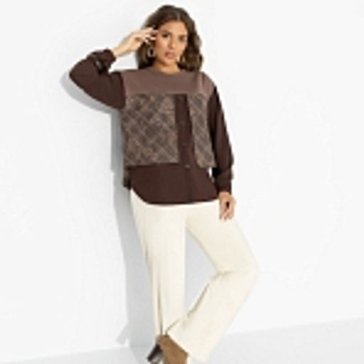 Свитшот с эффектом многослойности, Стиль по-взрослому (браун, нью) - Charutti фото 14