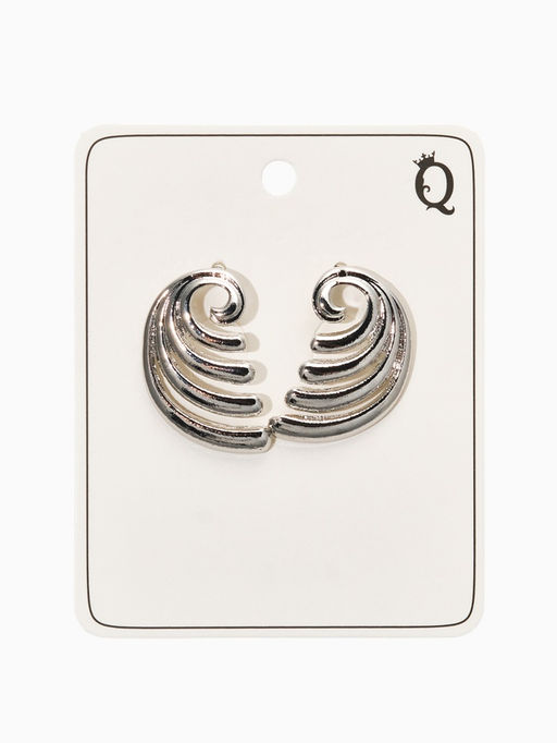 Серьги металл «Волна», цвет серебро