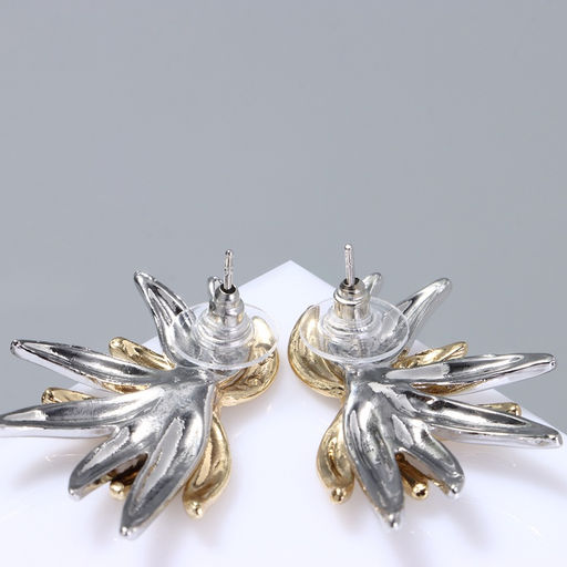 Серьги металл Стиль пальма, цвет серебряно-золотой