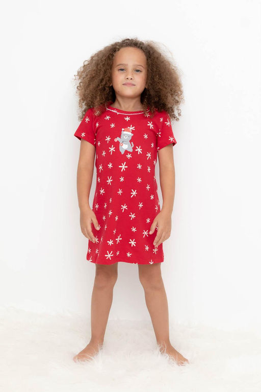 К 1159-1/первые снежинки на красном сорочка для дев