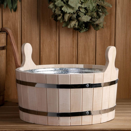 Шайка - таз для бани и сауны, 13 л, деревянная, оцинкованная вставка, «Добропаровъ»