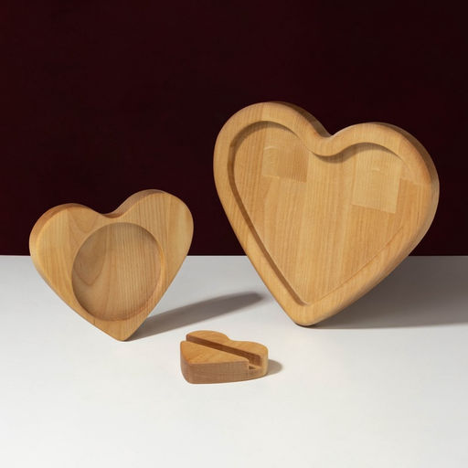 Подарочный набор посуды Adelica «Для тебя», тарелка 20×17 см, подставка под горячее и телефон, дерево берёза