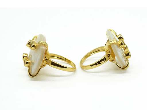 Кольцо с перламутром круг 25мм цв.белый