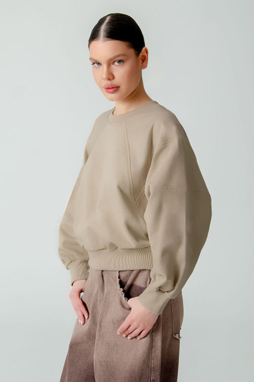 Арт. 15110/5 Свитшот женский укороченный one size (42-50) Цвет:бежевый - Калинка фото 14