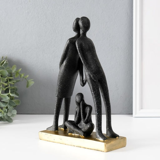 Фигурка полистоун «Дом там - где семья», чёрный, 7×17×24.5 см