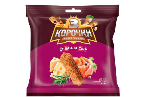 Цена за 5 шт. 3 Корочки, сухарики со вкусом сёмги с сыром, 100 г