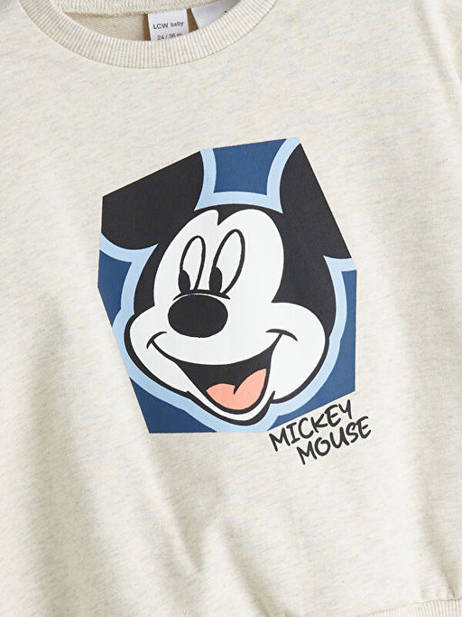 Bisiklet Yaka Mickey Mouse Bask?l? Erkek Bebek Sweatshirt ve E?ofman Alt 2li