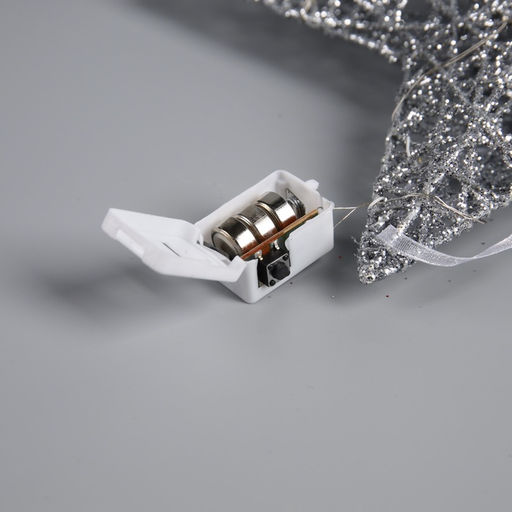 Подвеска световая Звезда серебристая, 2020х5 см, 10 LED, от батареек AG133, свечение тёплое белое - Luazon lighting фото 4