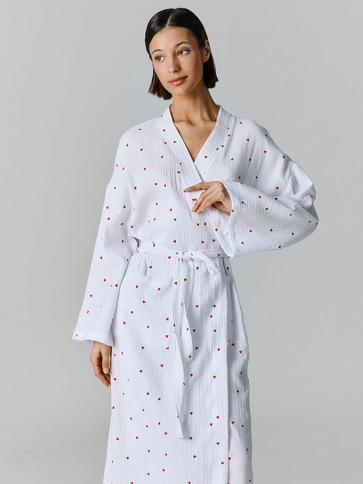 Халат женский белый с принтом в сердечко - Mark formelle фото 2