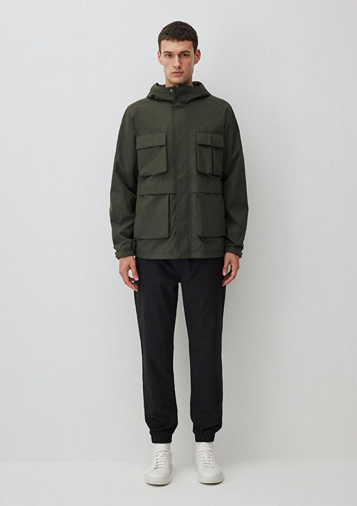 Kapusonlu Haki Ceket - Mavi фото 4