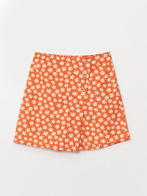 Beli Lastikli ?i?ekli K?z ?ocuk ?ort Etek