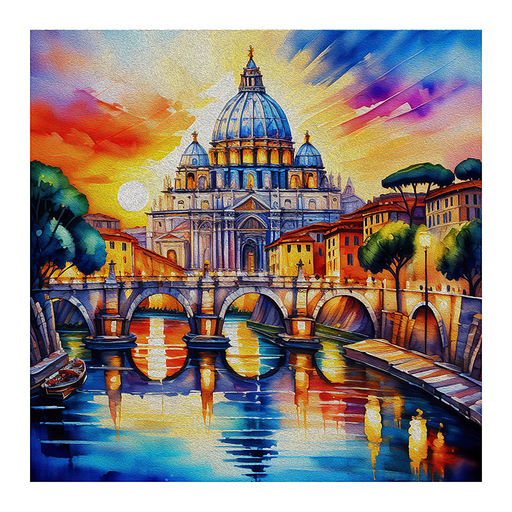 Холст с красками 40х40 по номерам "Красочный Рим" (30 цв.)