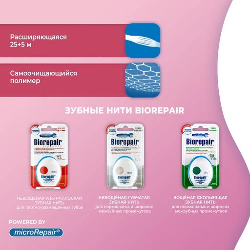 Biorepair Filo Cerato Espandibile / Вощеная расширяющаяся зубная нить /Биорепеар  фото 3