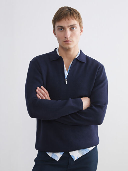 Polo Yaka Erkek Triko Kazak