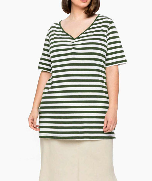 Блузка, темно-оливковая-экрю - Sheego фото 3