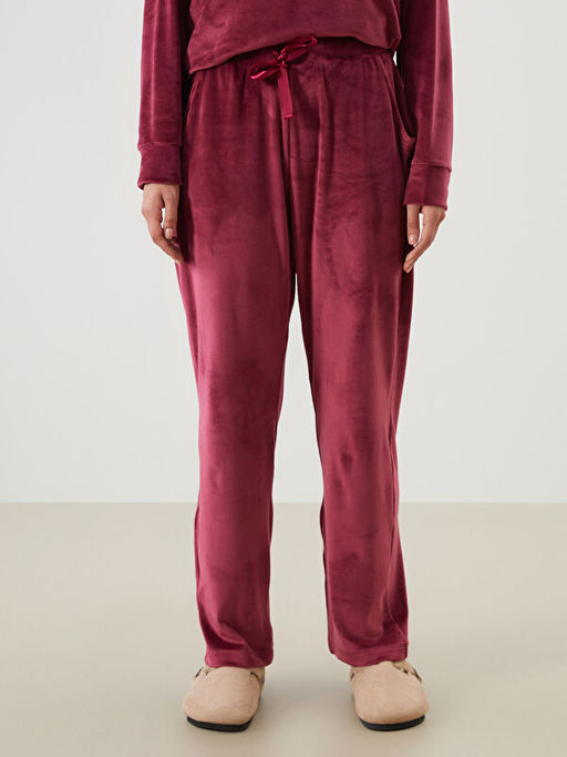 Beli Lastikli Kadife Kad?n Pijama Alt?