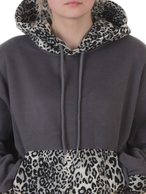008 DK. GRAY/LEOPARD Костюм спортивный зимний женский (95% хлопок, 5% полиэстер)