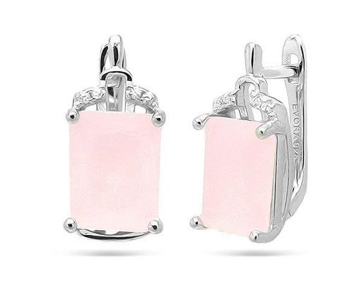 Серьги из серебра розовый кварц, МЦВ988