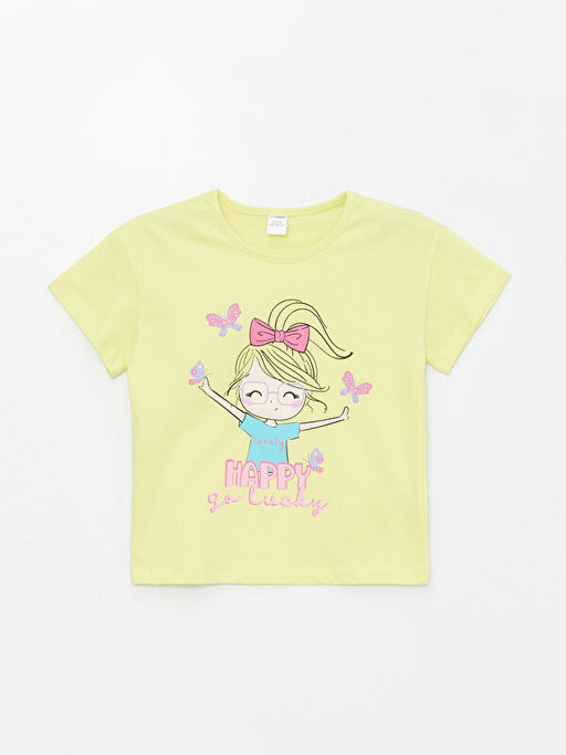 Bisiklet Yaka Bask?l? K?sa Kollu K?z Bebek Ti??rt 2li - Waikiki фото 2