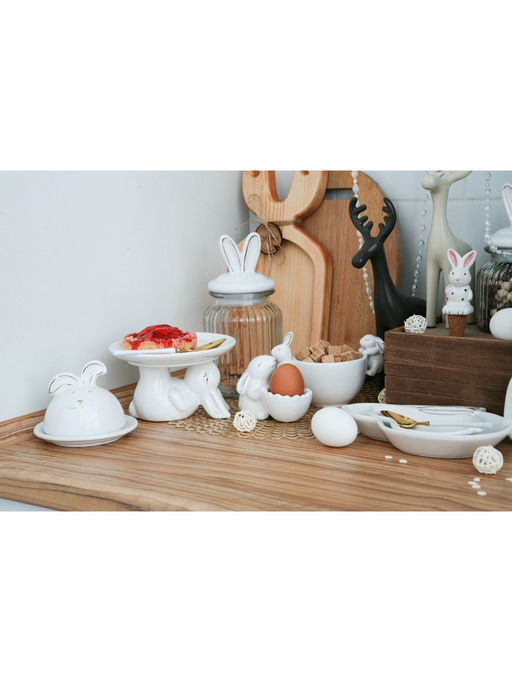 Банка стеклянная для сыпучих продуктов с керамической крышкой Доляна Зайка в золотом, 950 мл  фото 29