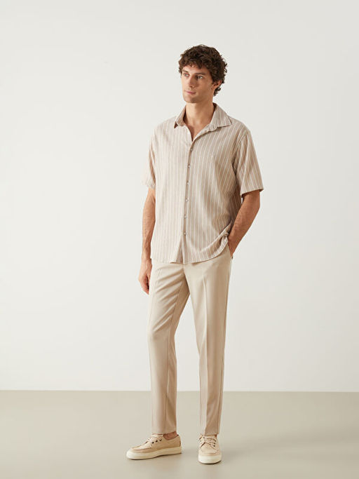 Regular Fit K?sa Kollu ?izgili Erkek G?mlek