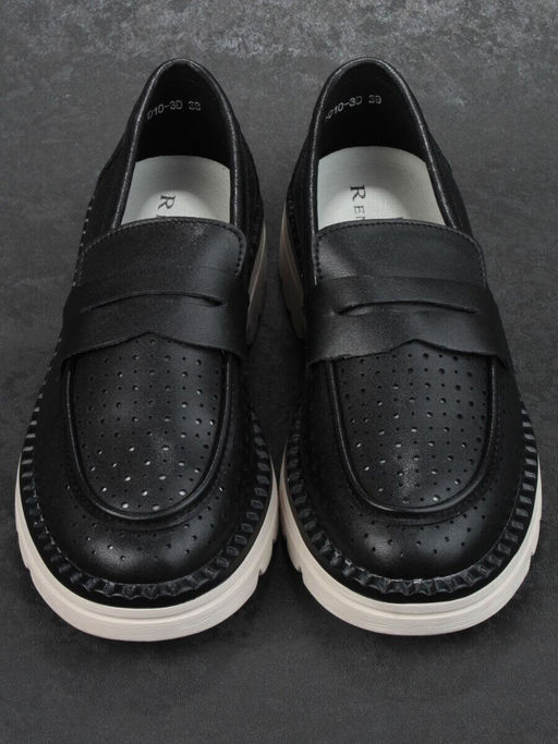 03-YD10-3D BLACK Лоферы женские (натуральная кожа)