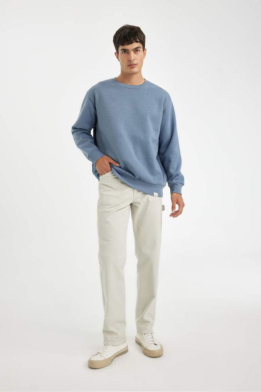 Базовый свитшот Oversize с круглым вырезом - Defacto фото 2