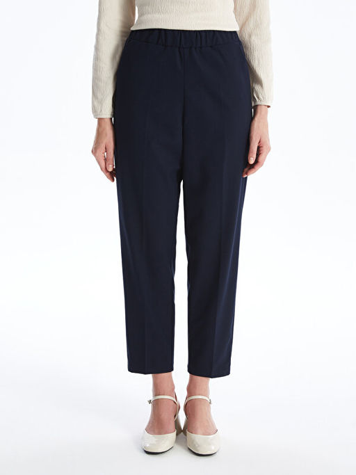 Kad?n Beli Lastikli D?z Pantolon