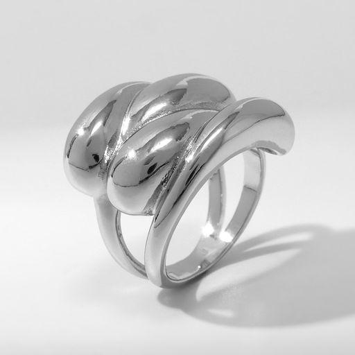 Кольцо металл Тренд капли, цвет серебро, размер 16 - Qf фото 3