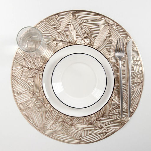 Набор салфеток сервировочных на стол Доляна Листья, d=38 см, 4 шт, цвет золотой  фото 3