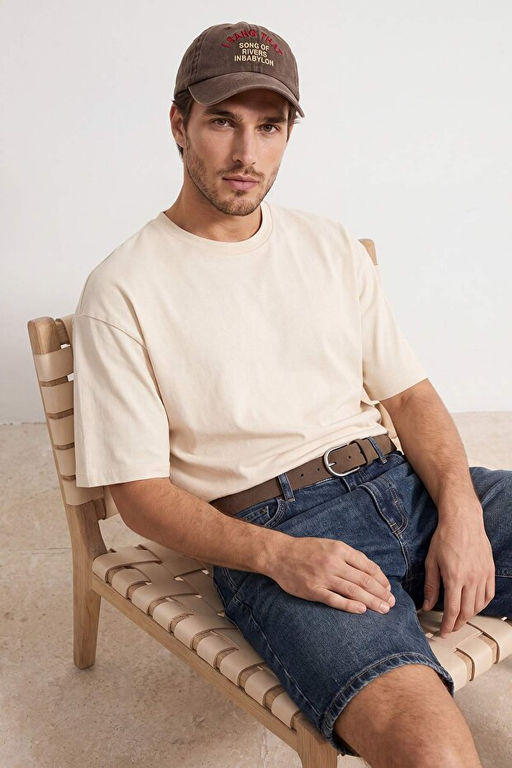 Bej Premium Wardrobe Essentials D___k Omuz Regular Fit Basic _nterlok T-Shirt TMNSS26TS00010 - Trendyolmilla фото 2