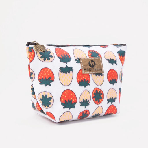 Косметичка на молнии женская, с цветным подкладом, с принтом, белая/разноцветная