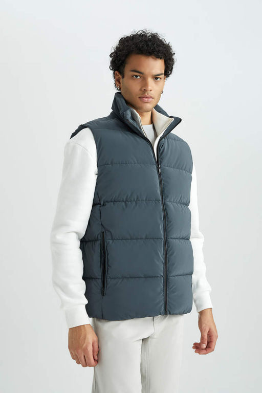 Жилет-пуховик Slim Fit с воротником-стойкой и подкладкой - Defacto фото 4