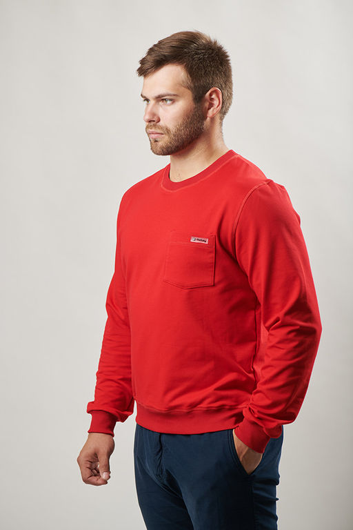 Футер 2-х ниточный Толстовка лонгслив джемпер: Красный - Relay фото 3