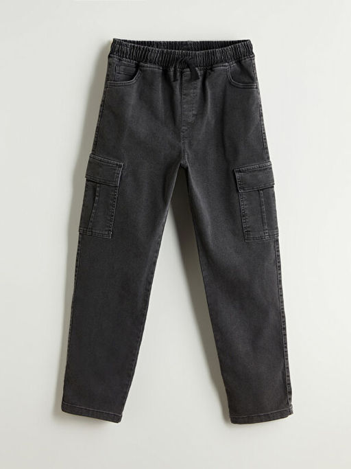 Beli Lastikli Erkek ?ocuk Kargo Jean Pantolon
