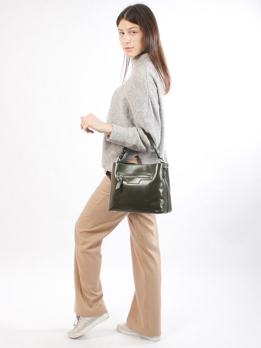 LACCOMA сумка Y2316-3-зеленый натуральная кожа полиэстер  фото 4