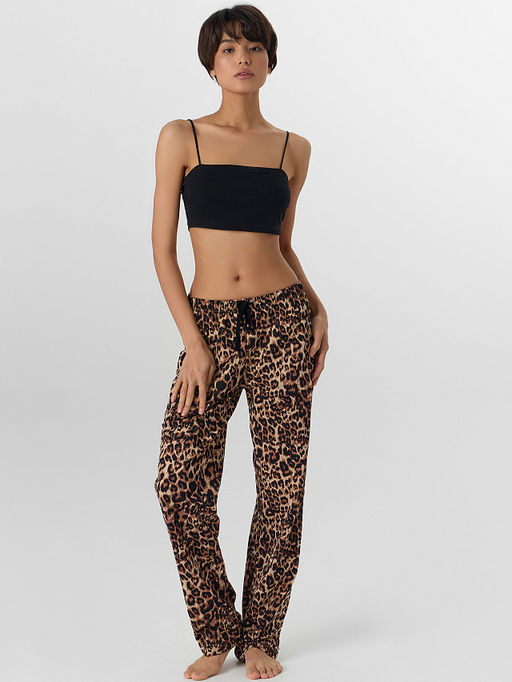 Брюки домашние женские с леопардовым принтом