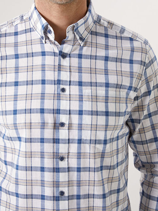 Regular Fit Uzun Kollu Ekose Poplin Erkek G?mlek