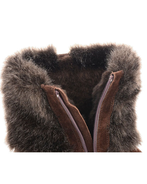 Унты женские на литой подошве. Коричн., Мех "норка" коричн. Короткие. Молния