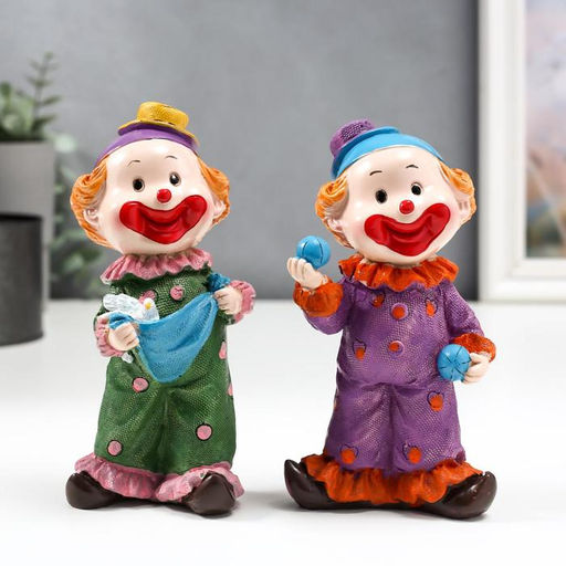 Фигурка полистоун «Клоун в костюме в горох», 15.5×7×5 см, МИКС