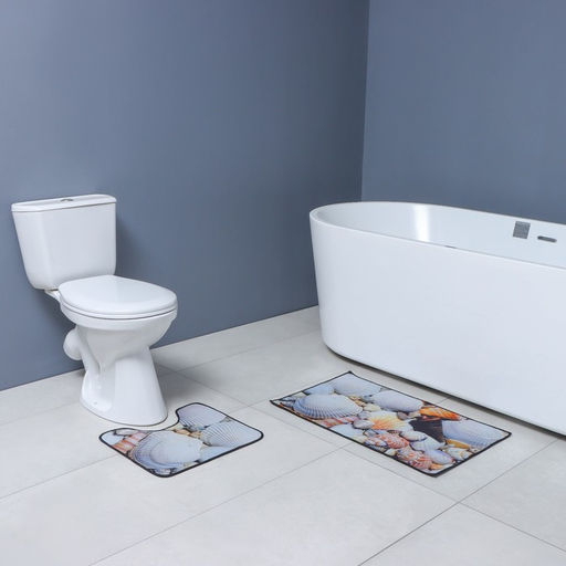 Коврики для ванной и туалета Доляна Ракушки, 2 шт: 40?45 см, 45?75 см  фото 6